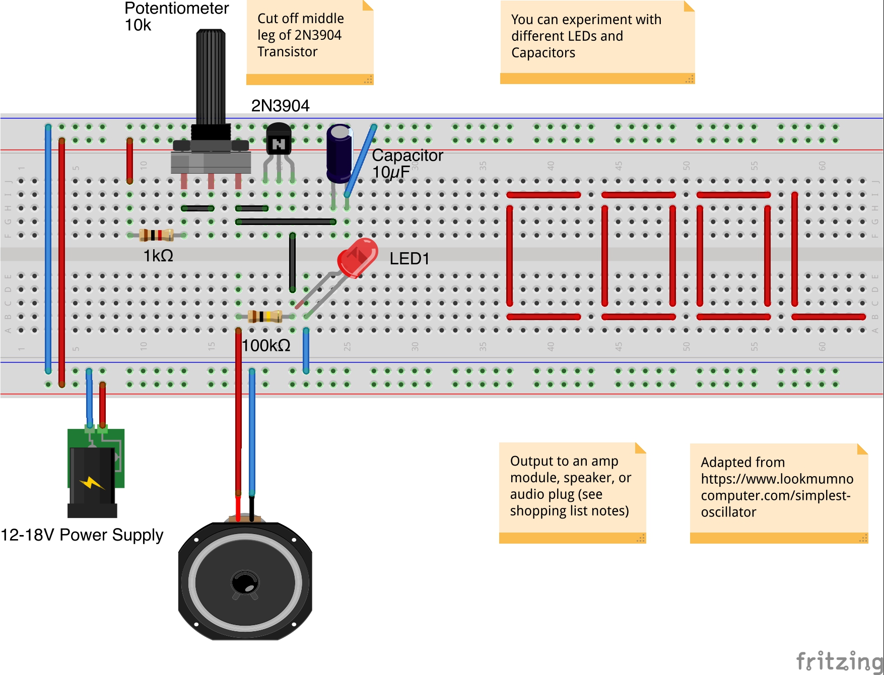 Simple Oscillator Circuit Wiring Drawing